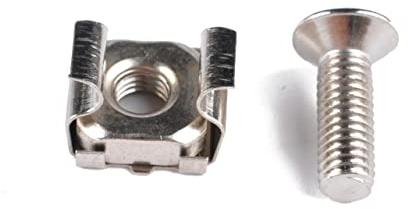 OUNONA M5 Vierkant Käfigmuttern Verschleißfest und Vielseitig 20 Stück mit M5 X 20mm Befestigungsschrauben aus Karbonstahl Silberfarben Kompatibel für Serverschränke und Metallbearbeitung