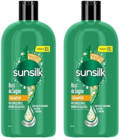 Sunsilk, Shampoo Ricci da Sogno, Shampoo per Capelli Ricci Definiti, Formula Active Fusion Arricchita con Olio di Macadamia, Elastina e Biotina per Capelli Visibilmente Sani, Formato XXL 810 ml