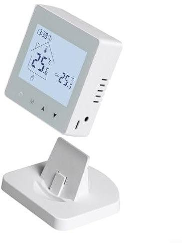 Sandyseptember Termostato inteligente WiFi, controlador de temperatura inalámbrico, termostato programable con base para calefacción de suelo de caldera de gas, control remoto RF APP paquete de 1