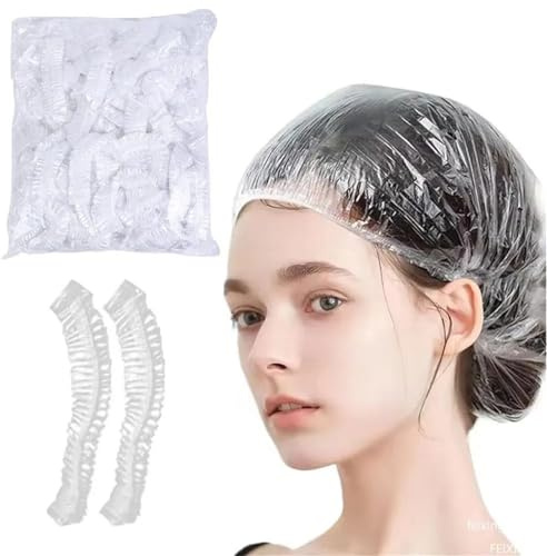 100 Stück Einweg-Duschkappen, große klare dicke wasserdichte Haarkappen für Frauen, Hotel, Reise, Haarprodukte