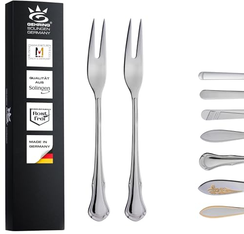 Gehring Solingen Chippendale Aufschnittgabel 2er Set I Serviergabel I Besteck aus Edelstahl 18/10 I Vorlegegabel I spülmaschinengeeignet I Made in Germany