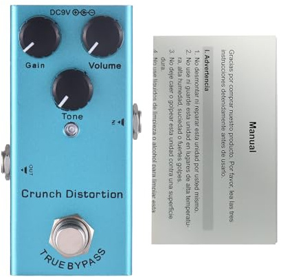 HUIOP Guitar Crunch Distortion Effects Pedal Gain/Volume/Tone Controls Knob DC 9V 6.35mm Input/Output Interface Electric Guitar Crunch Distortion Effector with True Bypass