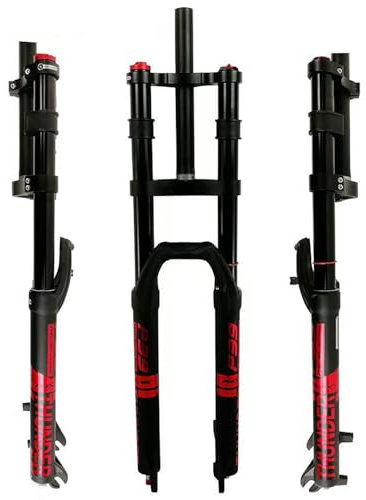 NBTRXWAFR Downhill-Gabel, Doppelschulter-DH-Vorderradgabel Fahrrad Luftstoßdämpfer Mit Dämpfung 160Mm Federweg Scheibenbremse QR 9Mm Gabeln 26/27,5/29'',Rosa,26inch