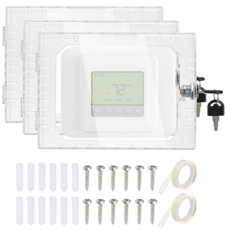 PATIKIL Thermostat Lock Box with Key, 3 Pack Universal Clear Thermostat Cover Guard with Lock Fits Thermostats 5 H x 6 W or Smaller