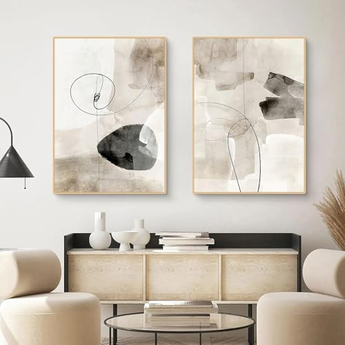 Ueiwffzo 2er Poster Set Wandbilder Abstrakt Bilder Wohnzimmer, Einfach Marmor Linien Wandbild Wandposter Bilder Set Leinwand Schlafzimmer Decor, Ohne Rahmen (40x50cm)
