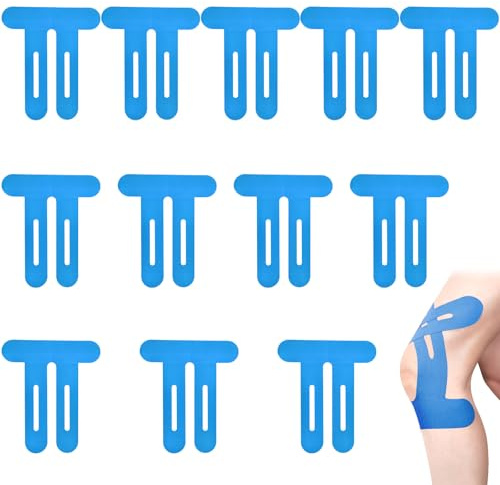 Realjoy 12 Stück PreCut Kinesiotapes Knie, Knie Tape Vorgeschnitten, Muskelpatch Knieschoner für Handgelenke, Knöchel und Schultern, Wasserfestes & Elastisches Physio Tape für Knieschmerzen(Blau)