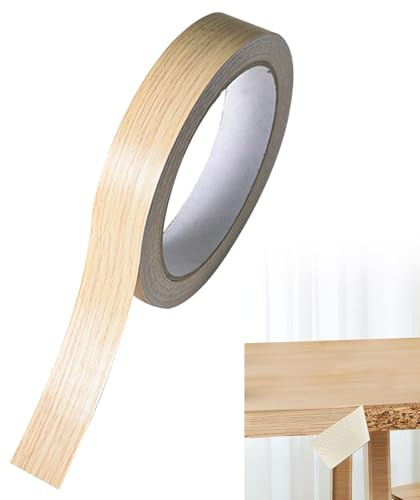 1Pc 18mm x 10m Wood Veneer Edging Strip Waterproof Melamine Edging Tape | Wood Veneer Strips Wood Edging Trim Self-Adhesive Melamine Veneer Edge Banding For Furniture Worktop Cabinet Desk