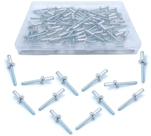 120 piezas de remaches ciegos de aluminio de 4,8 x 13 mm, con gran brida, remaches Popnieten, remaches de aluminio para vehículos, muebles, equipos mecánicos (plata)