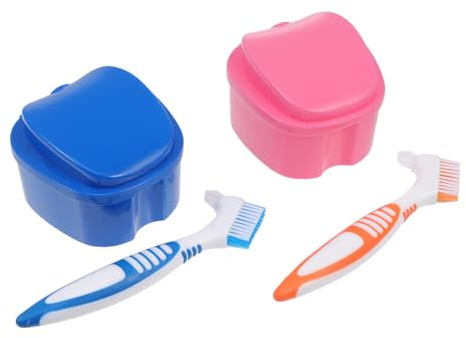 ibasenice Boîte Prothèses Dentaires Portable Odeur Kit Complet Rangement et Brosse de Nettoyage Capacité Suffisante pour Dentier et Sûr pour Soins Bucco-dentaires Adultes