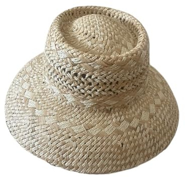 AKDJGFP Strohhut Strohhut Atmungsaktiv Hohl Raffia Sonnenhut Damen Sommer Reise Mode Konkave Spitze Strohhut(Beige)