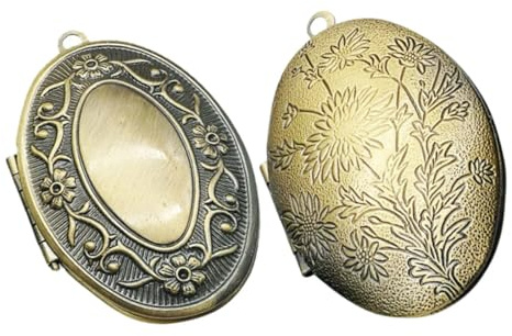 Parliky 2stücke Memmetall Ovaler Foto-medaillon-anhänger Diy-foto-halskette-medaillon zum Einlegen von Erinnerungsfotos Kleine Memorial Anhänger für Selbstgemachte Schmuck