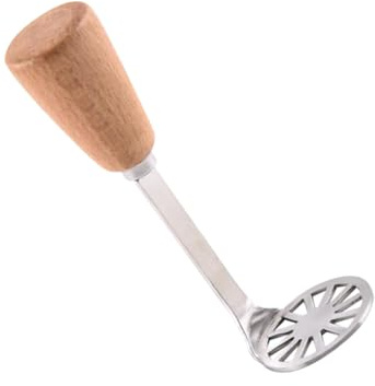 Amosfun Presse-purée en Acier Inoxydable Poignée en Bois, Presse-pommes de Terre Manuel Multifonction pour Bébé, Ustensile la Cuisine Professionnel Antirouille et Ergonomique, Facile