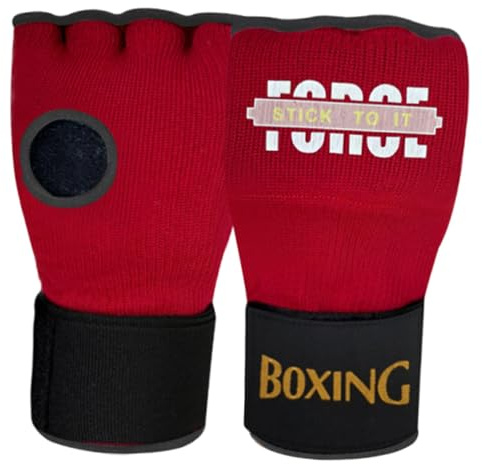 perfk Gants de Boxe, Mitaines de Frappe, équipement Polyvalent, Gants de Protection Demi-Doigts pour Le Sparring, Le Taekwondo et Le karaté, Rouge