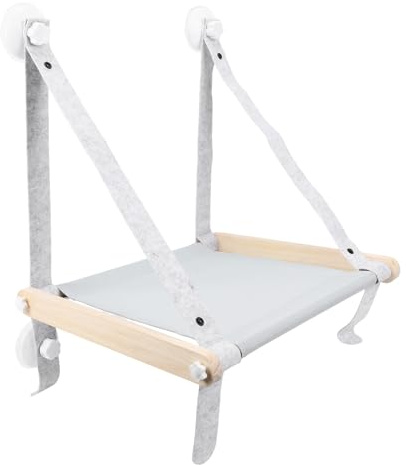Luocute Percha para Ventana para Gatos, Hamaca para Ventana para Gatos, Asiento para para con Marco de Madera Maciza y 4 Ventosas para de Interior, Soporta hasta 6