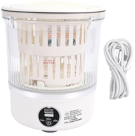 Kelawoly Lavatrice per Biancheria Intima, Lavatrice Portatile Centrifuga da 3 Litri con Scarico, Mini Senza Fili Ricaricabile per Calze, Biancheria Intima e Vestiti per Bambini,