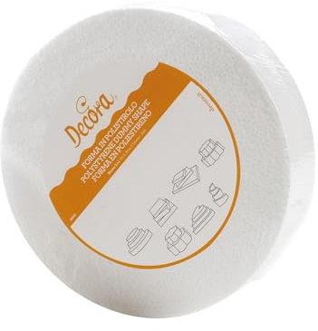 Decora 0173834 Basi tonde in polistirolo Ideali per esercitazioni e per Realizzare Torte a Piani dall'aspetto Perfetto, Dim. Ø 35 X H 20 CM