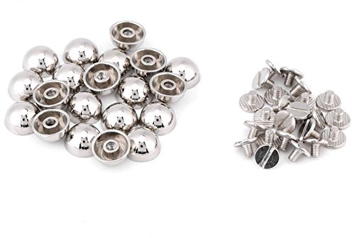20 Set Pilz Nieten Zink Legierung Nagel Niet Bolzen Schraube Screwback Kappe Gurt-Bügel Beutel DIY Lede, 11,5 x 6,3 mm / 0,45 x 0,25 Zoll Nietgröße (silber)