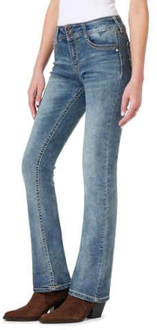 WallFlower Women's InstaStretch Luscious Curvy Bootcut Jeans, Basil, 11