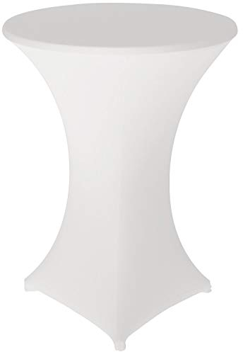 Stehtischhusse Stretchhussen,Tischhusse Stehtische Hussen Dekoration für Cocktail Party Hochzeit Bankett (70-75CM, Weiß)