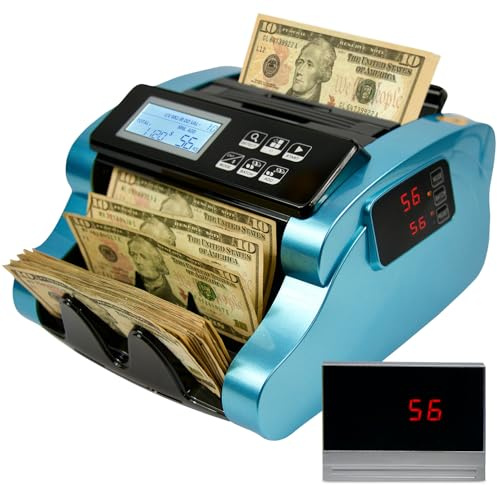 Money Counter Machine 1000 Bills/Min High-Speed Bill Counter with UV/MG/IR/DD Detection, LCD Display, Add/Batch/Value Modes – Ideal for Business, Retail, Office.
