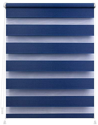 Lichtblick Doppelrollo ohne Bohren mit Verspannung, Trendfarben, stufenlos verstellbar, einfache Montage, für Fenster Blau, 100 cm x 150 cm (B x L)