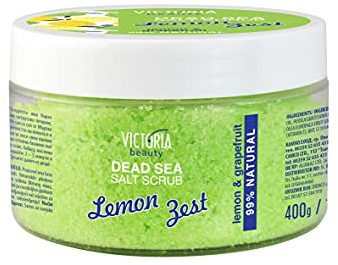 Victoria Beauty Gommage au sel de la mer Morte pur à 90 % pour le corps, le visage, les lèvres et les mains avec pamplemousse 400g
