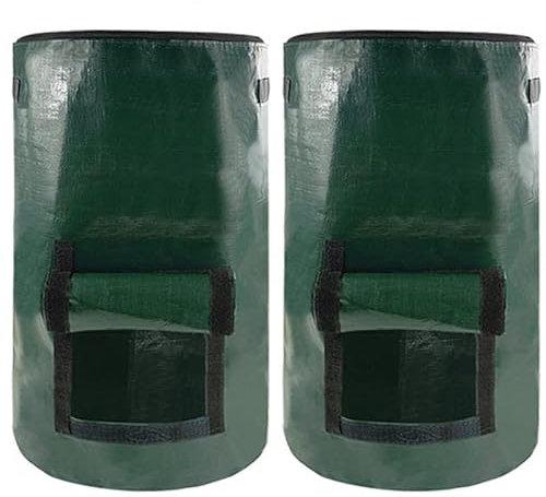 SKGFKYRM Garden Compost Bag Gardens Waste Bin Organic Bags Accelerator Composting Tumbler Outdoor & Yard Bins For Kitchen and Garden Waste Collapsible Reusable 2PCS (Color : Dark green)