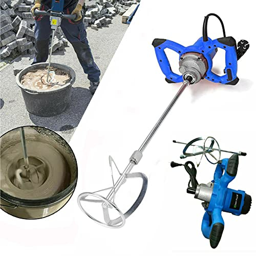 Portable Electric Paddle Mixer Drill with 6-Speed Gearing, 2600W Paint Plaster Mortar Mixer, Electric Mixing Paddle Handheld Tool for Mixing Plaster/Paint/Mortar/Glue/Adhesive/Concrete