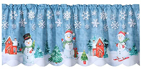 heimtexland ® Scheibengardine Winter Deko Gardine 45x120 Weihnachten Fensterdekoration Schneemann Typ651