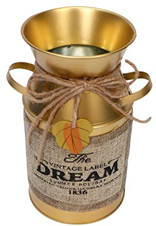 Hoement Gold Decor Vase Vintage Style Flower Holer Desktop Vase Home Golden Tin Bucket