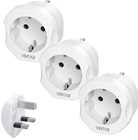 VINTAR 3 Pack UK Reiseadapter Typ G | 3er Pack Typ G für UK, England, Irland, Malaysia, Dubai, Singapur, EU auf UK, stabil & zuverlässig