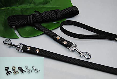 Leine gummiert grau 25mm (5m mit Schlaufe, Karabiner: Scheren-Haken (Silber))