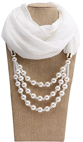 Damen Halskette Schal 180 * 48CM Schals Sonnenschutz Chiffon Schal Tücher Schmuck Anhänger Schmuck Headwrap Hijab Nationaler Stil Anhänger Schal Fransenschal mit Halsschmuck Anhänger Schal