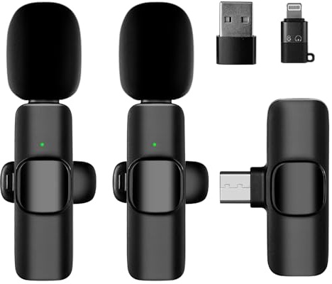 FANKEELY Wireless Lavalier Microphone for iPhone 15 Pro Max iOS & Android, 20m Range, 10-Hour Battery, Noise Cancellation Wireless Microphone for PC, iPhone, Vlog, Livestreaming, Outdoor Scenes