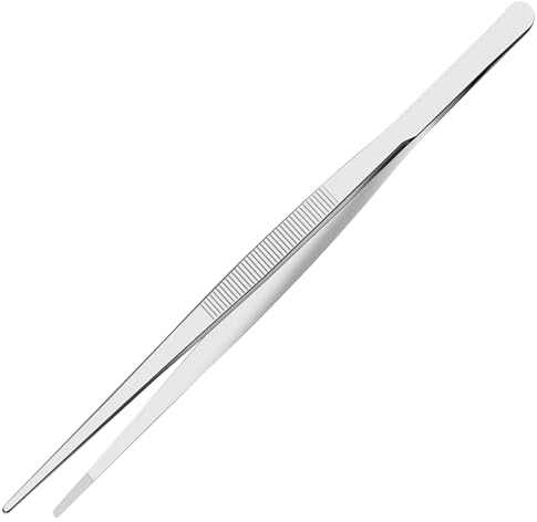 Pinzas grandes de acero inoxidable, extra largas y rectas, 30 cm, con punta dentada de precisión para aquascaping, jardinería, cocina, trabajo industrial y laboratorio