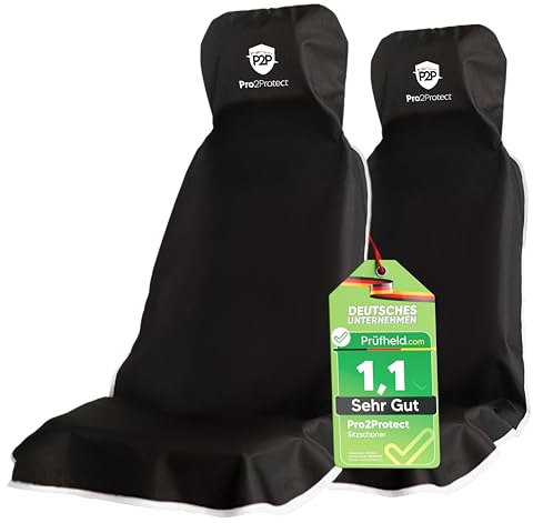 Pro2Protect® [2X Test SEHR GUT Autositzschoner Vordersitze | WASSERDICHT | 2er Set | Autositzbezüge Sitzauflage Sitzbezüge Auto Schonbezug Nicht Seitenairbagfähig Sitzschoner Auto Zubehör Innenraum