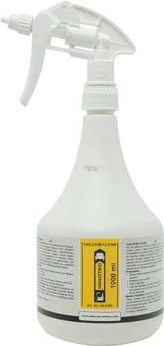 Innotec Calcium Clean Kalk-/Flugrostentferner Kalklöser Kalkreiniger Entkalker Rostlöser - entfernt Flugrost, Urinstein, Kalk, Putz- und Zementschlieren - Lebensmitteltauglich -1Liter Sprühflasche