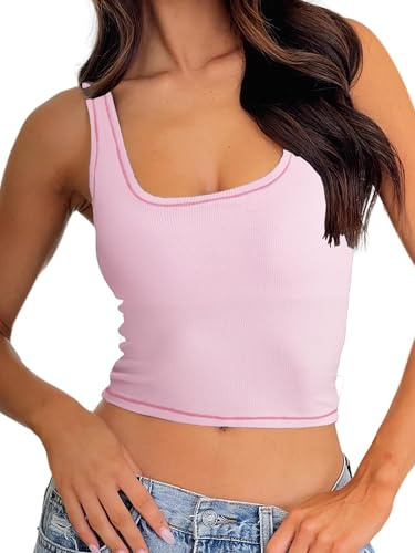 Danysu Dam ribbad linne vadderad träningstopp fyrkantig hals magtank anpassad basic cami-toppar