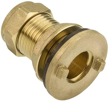 Pack of 2-22mm Brass Tank Connector - Lug Style (Known as 22mm Tank Connector / 22mm Compression Fittings/Plumbing Compression Fittings Also Available in 15mm, 22mm, 28mm, 35mm, 42mm, 54mm)
