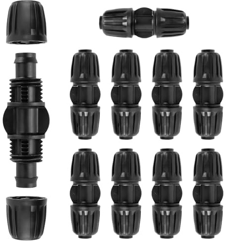 Nuyoah Bewässerungsarmaturen Verbinder für 1/2 Tropfschläuche für 13/16mm Bewässerungsschläuche 10Stk Gartenbewässerung Barbed Anschluss Bewässerungssystem Micro Drip Verbinder