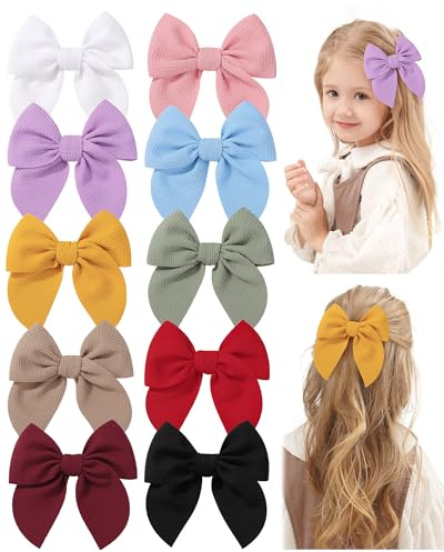 10PZ Fiocchi Capelli Bambina Waffle Favola Fiocchi per Capelli per Ragazze Accessori per Capelli per Bambini Bambini 4.5 Pollici