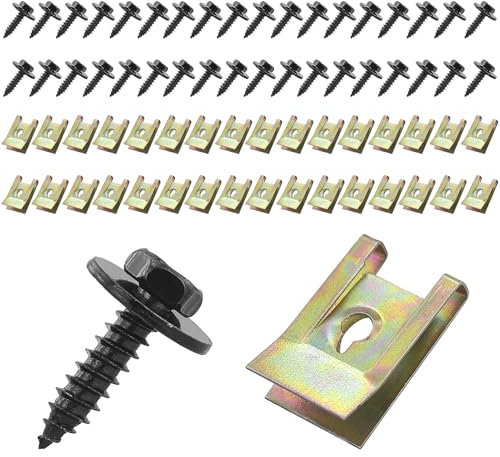 Set di 66 dadi in lamiera, per dadi di fissaggio, 33 viti per carrozzeria auto, 33 U tipo parafango, clip di fissaggio, morsetti per carrozzeria, set di dadi a scatto, viti autofilettanti