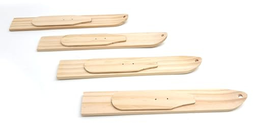 Deggelbam  Vier Miniski aus echtem Holz, Montageplatten für unsere Ski Gläser - Schnapsgläser als Skiglas - Apres Ski Party - Almhütte - Ski Hütte