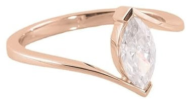 Skcess Bague Or 18 Carats Femme Moissanite, Bague Femme Simple Solitaire Marquise Moissanite Anneaux Femmes, Taille 50 (Ø 15,9 mm), Métal précieux, Moissanite