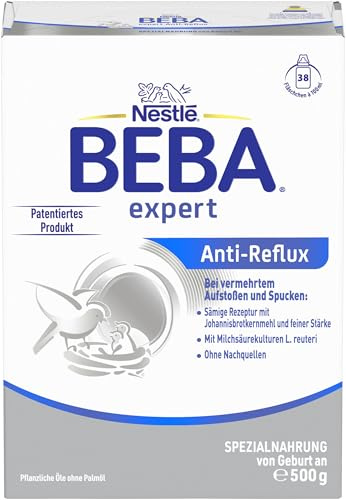 BEBA expert Anti-Reflux - AR-Nahrung bei Aufstoßen und Spucken (1 x 500g) | Spezialnahrung bei vermehrtem Aufstoßen und Spucken - mit Johannisbrotkernmehl und L. reuteri - von Geburt an geeignet