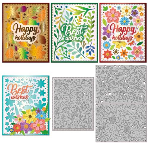 GLOBLELAND Zero Waste Blumen Blätter Hintergrund Schneidformen Für DIY Scrapbooking Metall Pflanzen Hintergrund Schneidformen Stanzformen Für Kartenherstellung Prägung Fotoalbum Basteldekoration