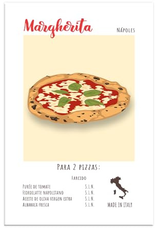 Impresión de Pared Pizza Margherita, Cocina Italiana, Idea de Regalo Original, Decoración para Casa Cocina Comedor Pizzería, Póster en papel glossy premium (A3 (29,7 x 42 cm))