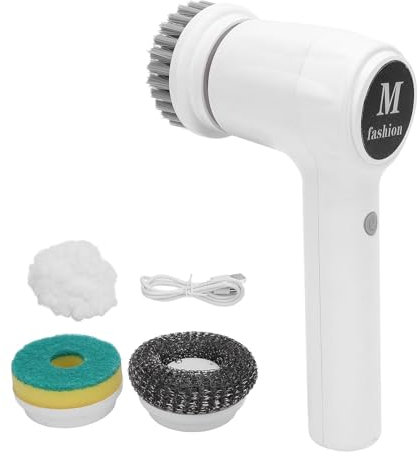 Topyond Electric Spin Scrubber Cordless, IPX7 Waterproofing Power Scrubber with 4 Replaceable Heads 2 Speed, Electric Shower Bathroom Cleaner for Tile Grout, Bathtub, Kitchen