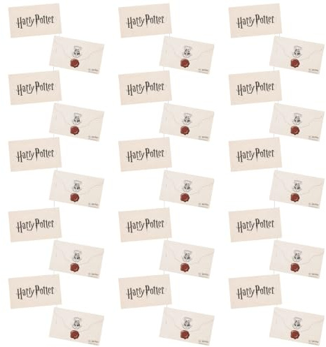 Harry Potter Briefe zum Aufhängen, Hogwarts Aufnahme Brief, 60 Stück mit 6 Schnüren & 8 Saugnäpfen als Wanddeko, Party & Zimmer Deko, Geschenk Idee