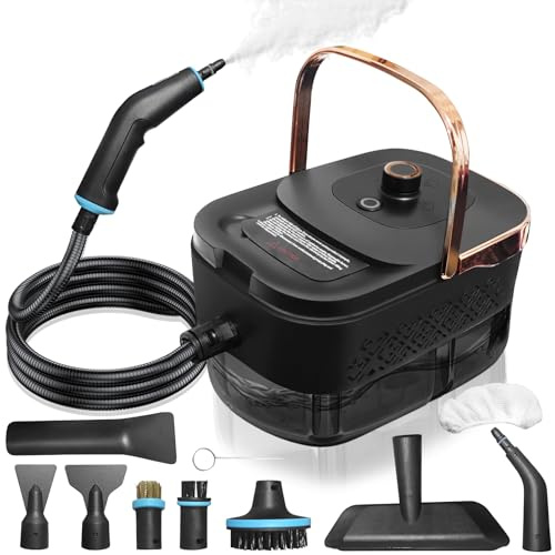 Pressurized Steam Cleaner, Steamer for Cleaning, 2500W Pressurized Steam Cleaner with 12 Attachments, Portable Steamer Cleaner for Home Car Kitchen Bathroom Furniture Tile Grout (Rose Gold)